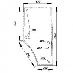 Door glass right John Deere R110825, R131164, S-R131164