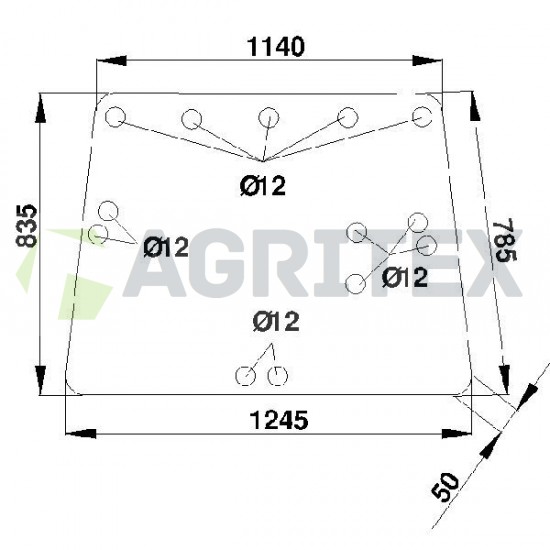 Aizmugurējais stikls John Deere L36606